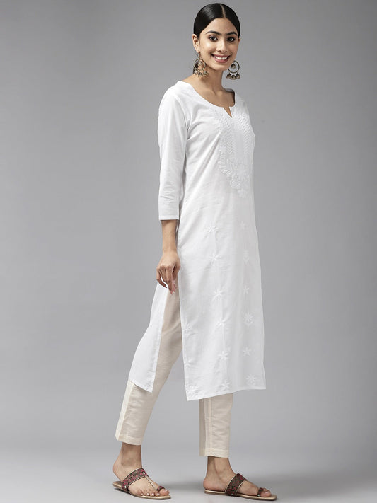 Yufta Embroidered Cotton Kurta - Swadesiicart
