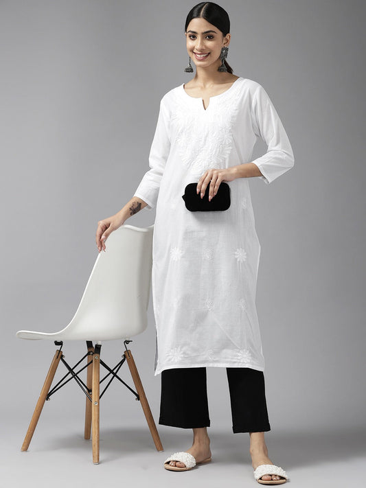 Yufta Embroidered Cotton Kurta - Swadesiicart