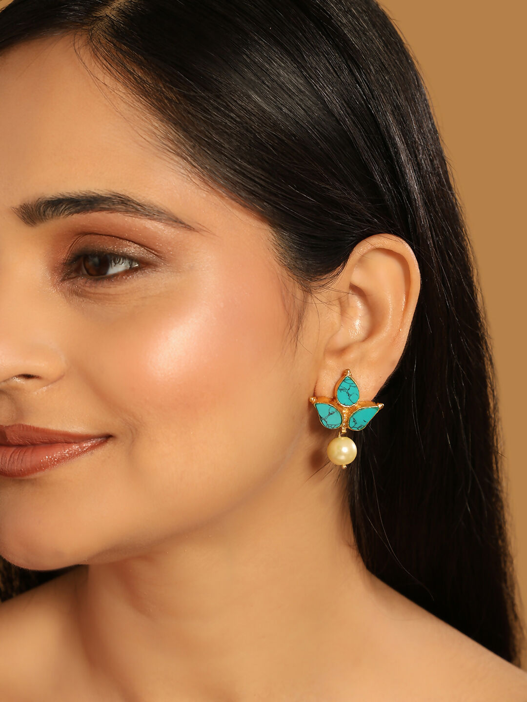 Nuyug 22K Gold Plated Cerulean Studs | Swadesiicart