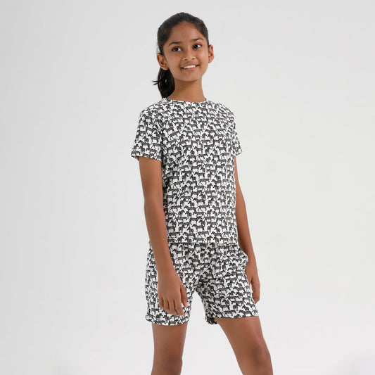 Chilins Kids Girls Cotton Co-ord set Printed