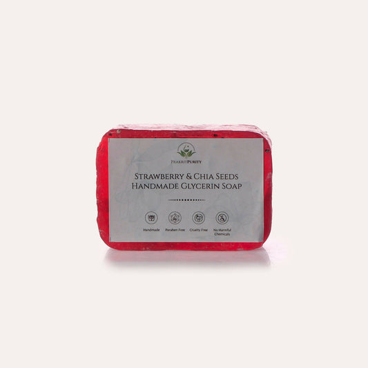 PrakritPurity Strawberry & Chia Seeds Handmade Glycerin Soap | Swadesiicart