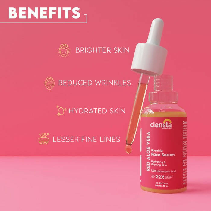 Clensta Red Aloe Vera Rosehip Face Serum - Swadesiicart