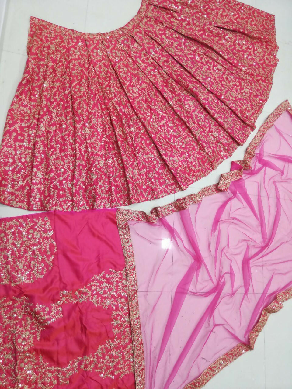 Jyoti Fashion Glamorous Rani Pink Silk 3MM Sequins with Coding Dori Embroidery Lehenga Choli with Dupatta | Swadesiicart