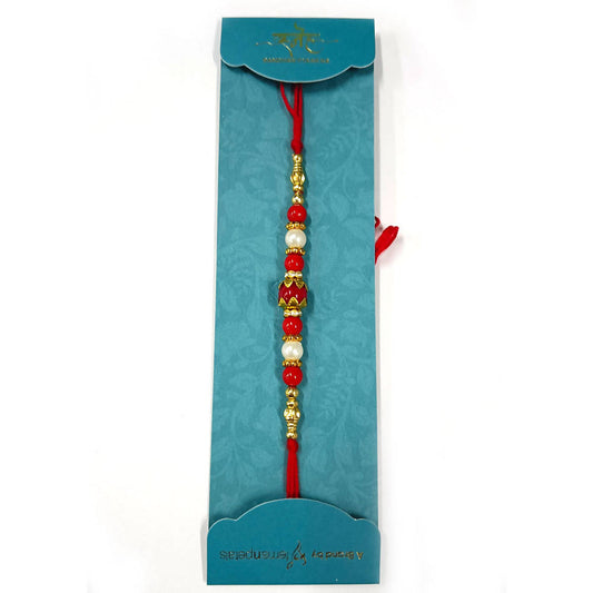 White & Red Stones Rakhi