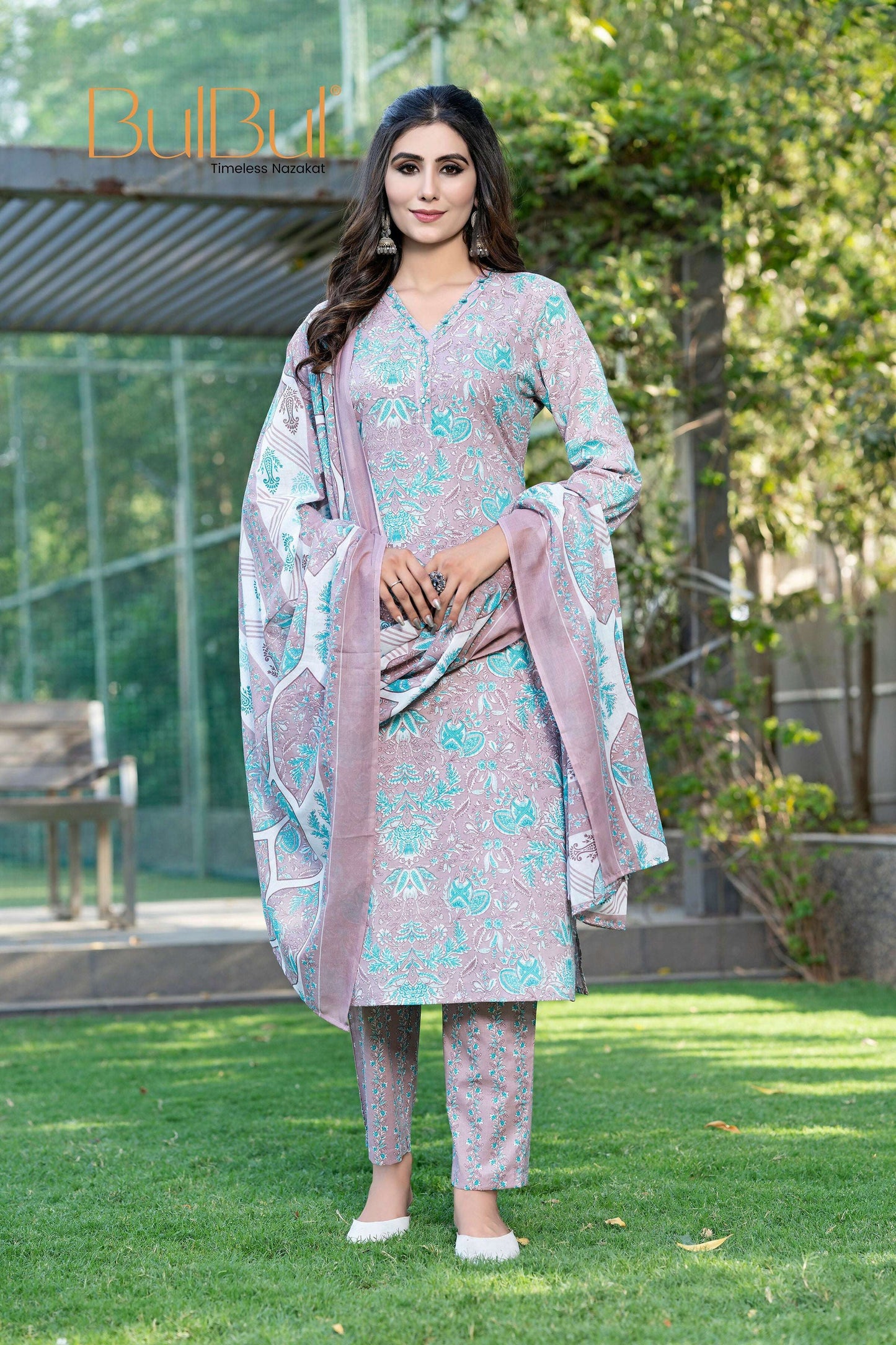 BulBul Fashionista Brown Cotton Kurta Set with Dupatta - Swadesiicart
