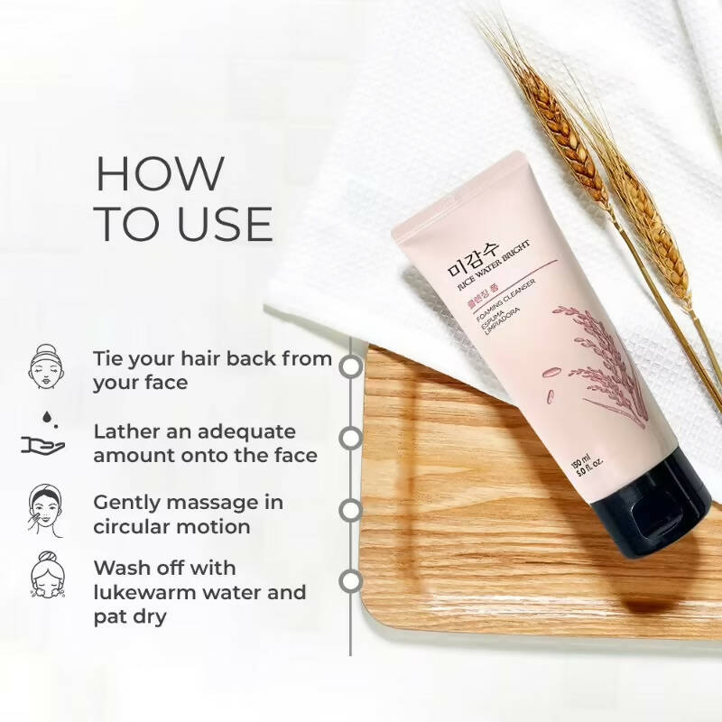 The Face Shop Rice Water Bright Foaming Cleanser - Korean Skincare | Swadesiicart