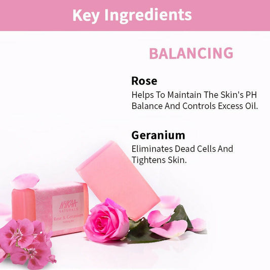 Nykaa Naturals Rose & Geranium Balancing Bathing Soap - Swadesiicart