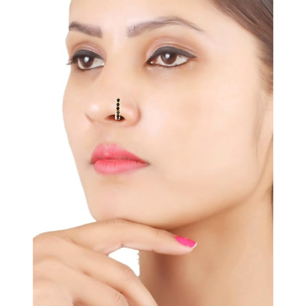 Thanu's Craft Oxidised Nose Pin Ring Studs Black Metal Germam silver Nosepin for Women - Swadesiicart