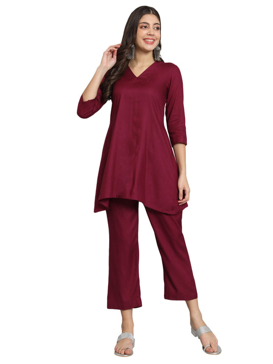 Fab Fashion Maroon Co-Ord Set - Swadesiicart