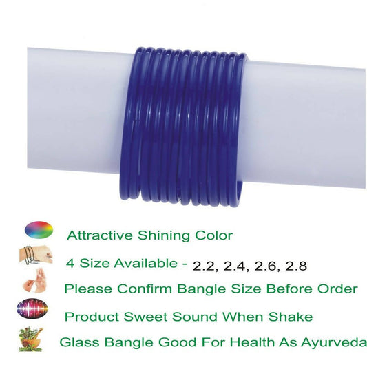 Afast Shining Blue Glass Party, Wedding, Daily Use Bangle Set, Pack Of 12 - Swadesiicart