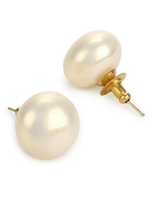 Cream Studs (16mm)- Ruby Raang | Swadesiicart