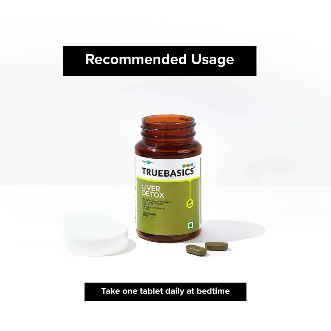 TrueBasics Liver Detox Tablets with Milk Thistle Extract, Dandelion, & Vitamin E | Swadesiicart