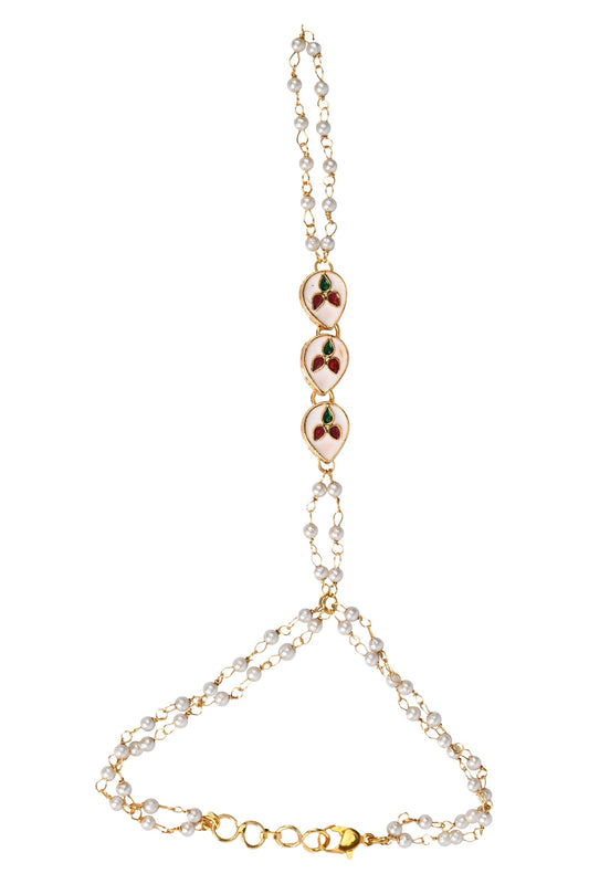 Peryl Women's Gold Toned Kundan Hathphool - Distacart