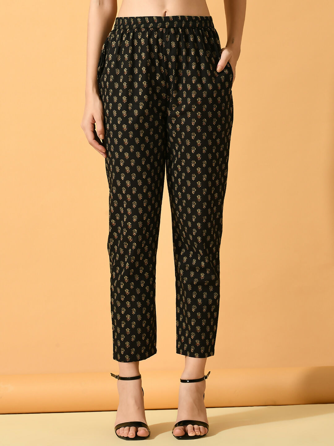 Myshka Women's Black Printed Coat With Trousers - Swadesiicart