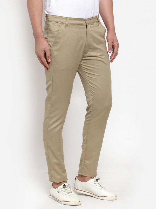 Jainish Men Beige Slim Fit Formal Trousers ( FGP 253Beigexxx ) | Swadesiicart