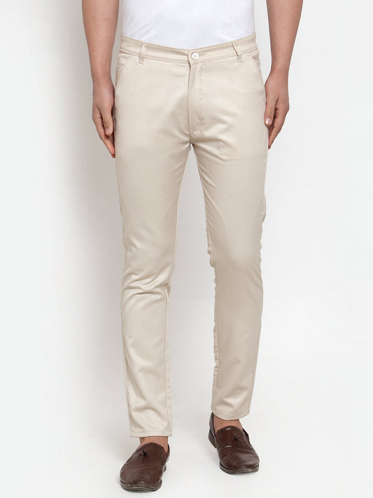Jainish Men's Cream Solid Formal Trousers ( FGP 253Cream ) | Swadesiicart