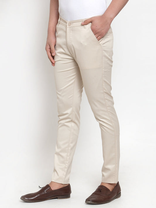 Jainish Men's Cream Solid Formal Trousers ( FGP 253Cream ) | Swadesiicart
