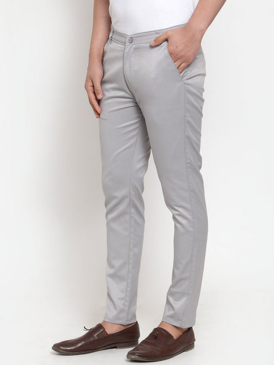 Jainish Men's Grey Solid Formal Trousers ( FGP 253Light-Grey ) | Swadesiicart