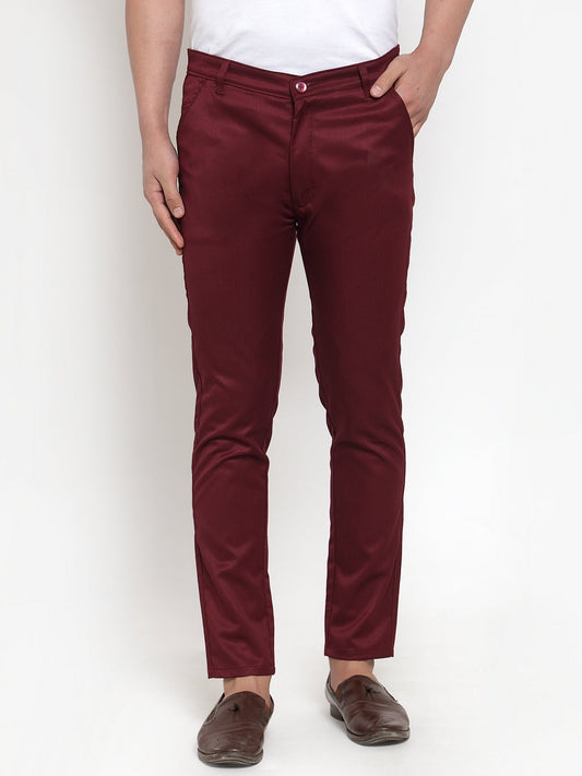 Jainish Men's Maroon Solid Formal Trousers ( FGP 253Maroon ) | Swadesiicart