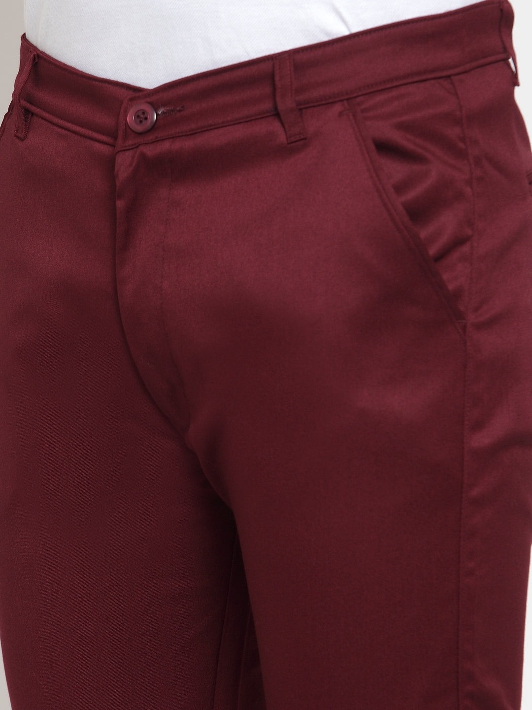 Jainish Men's Maroon Solid Formal Trousers ( FGP 253Maroon ) | Swadesiicart