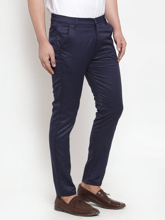 Jainish Men's Navy Solid Formal Trousers ( FGP 253Navy ) | Swadesiicart