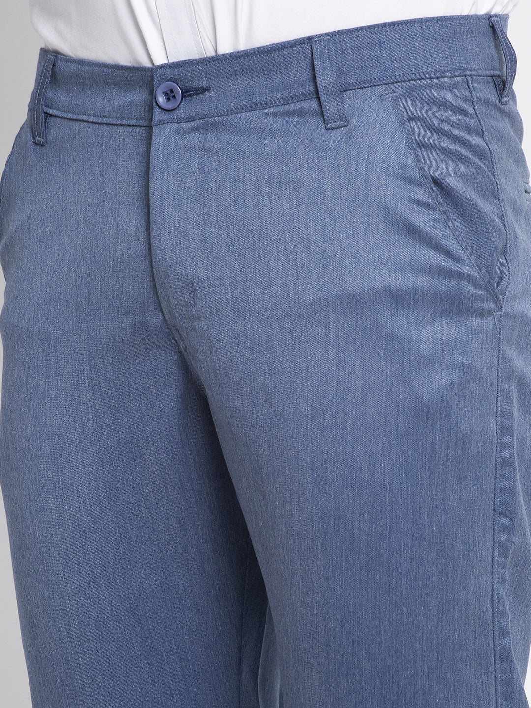 Jainish Men's Blue Cotton Solid Formal Trousers ( FGP 265Indigo ) | Swadesiicart