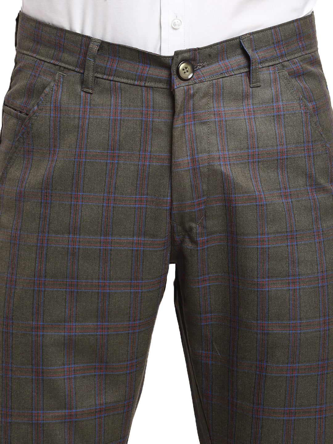 Jainish Men's Black Cotton Checked Formal Trousers ( FGP 267Charcoal ) | Swadesiicart
