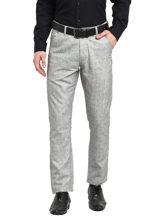 Jainish Men's Grey Cotton Solid Formal Trousers ( FGP 268Grey ) | Swadesiicart