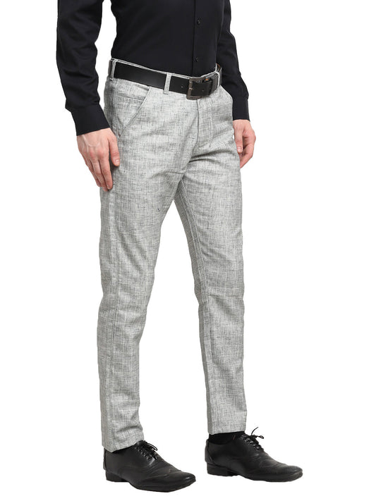 Jainish Men's Grey Cotton Solid Formal Trousers ( FGP 268Grey ) | Swadesiicart