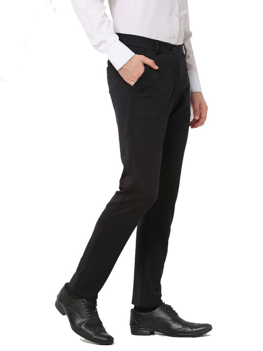 Jainish Men's Black 4-Way Lycra Tapered Fit Trousers ( FGP 269Black ) | Swadesiicart