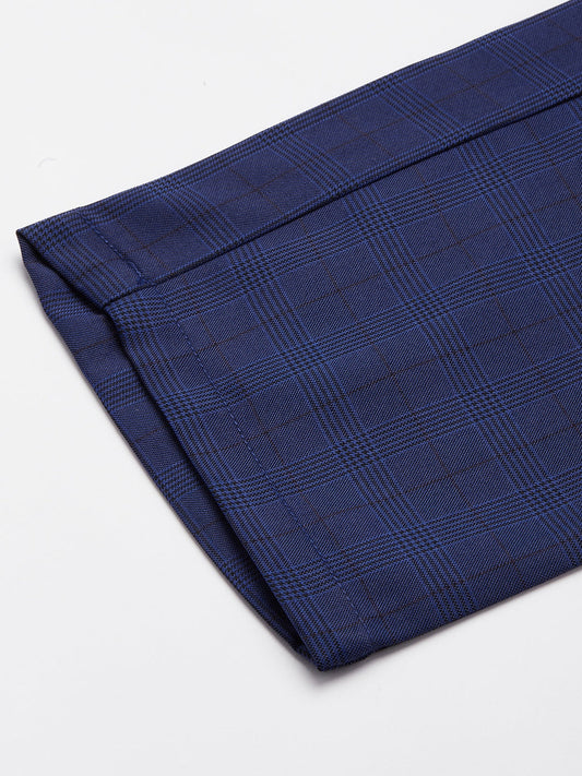 Jainish Men's Blue Checked Formal Trousers ( FGP 270 Blue ) | Swadesiicart