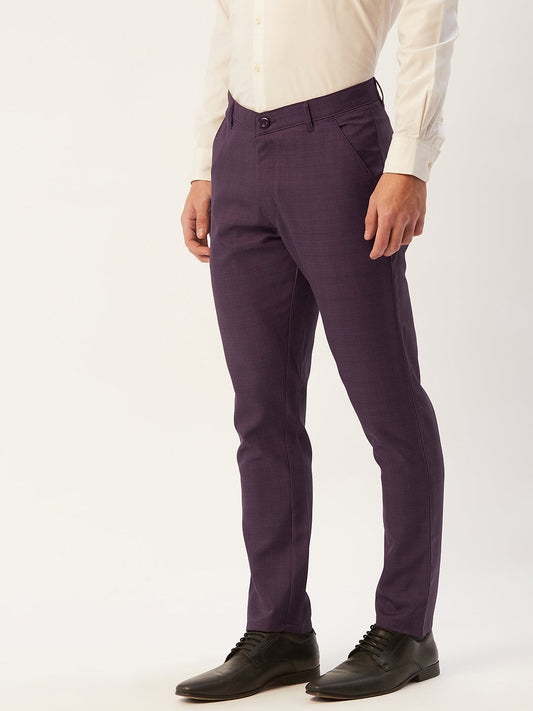 Jainish Men's Maroon Checked Formal Trousers ( FGP 270 Maroon ) | Swadesiicart