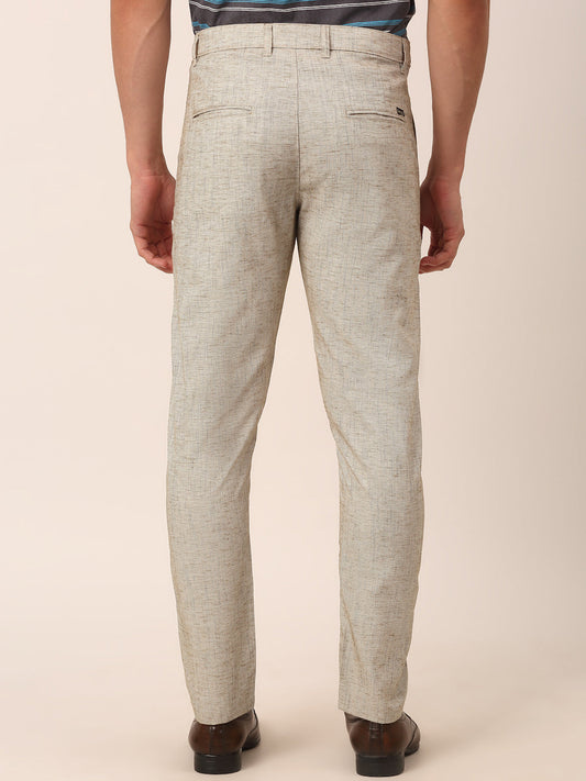 Jainish Men's Beige Linan Cotton Formal Trousers ( FGP 273 Beige ) | Swadesiicart