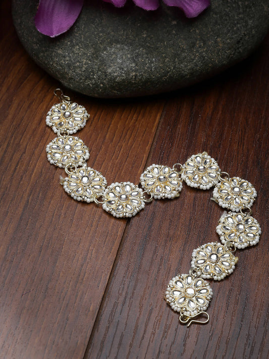 NVR Women's Gold-Polished Traditional Trending Matha Patti | Swadesiicart