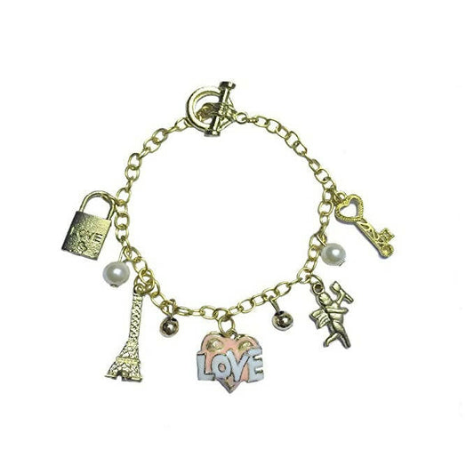 Tiaraa Pink Love Charm Bead Pearl Fashion Bracelet - Distacart