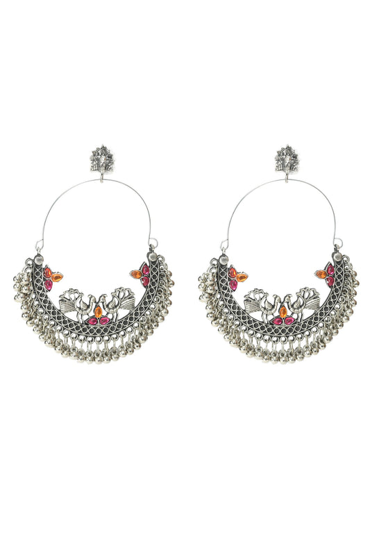 Mominos Fashion Johar Kamal Peacock Design Chandbali Earrings - Mominos Fashion