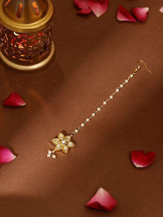 Ruby Raang Gold Flower Kundan Maang Tikka | Swadesiicart