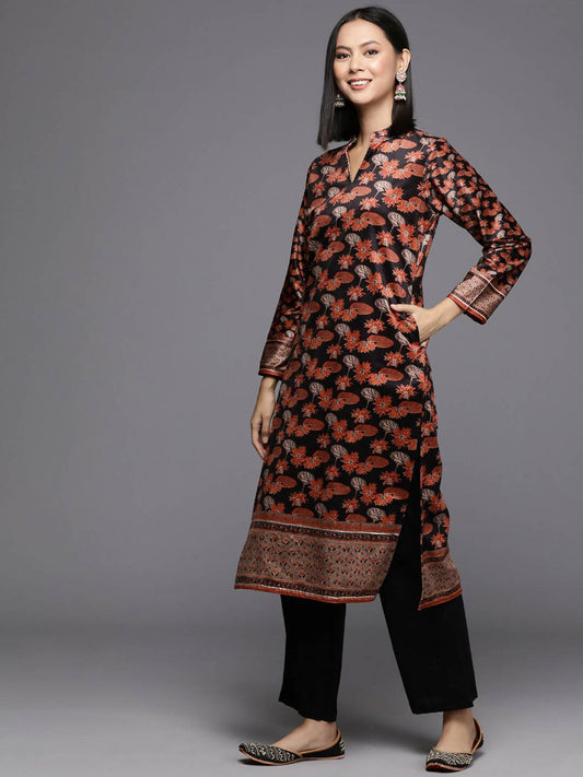 Ahalyaa Women's Traditional wear Kurta - Black | Swadesiicart