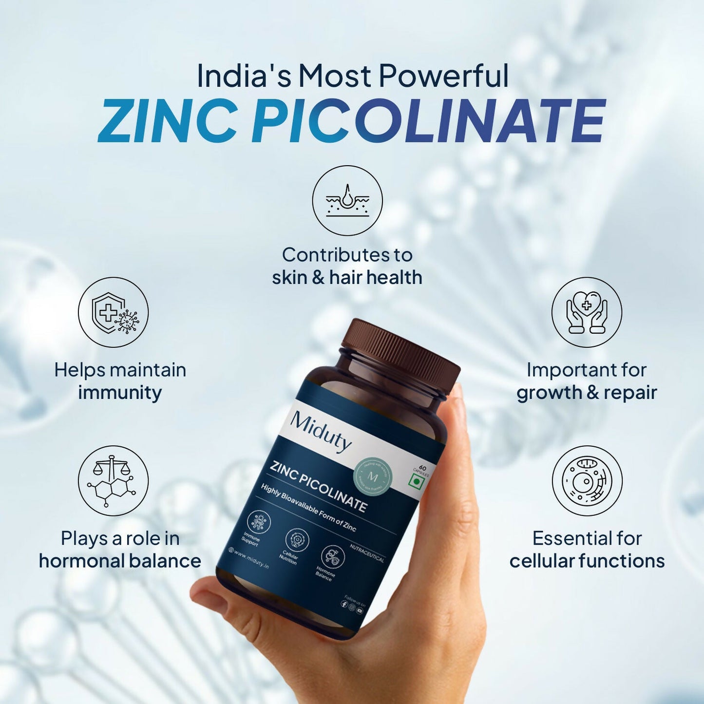 Miduty by Palak Notes Zinc Picolinate Capsules - Swadesiicart