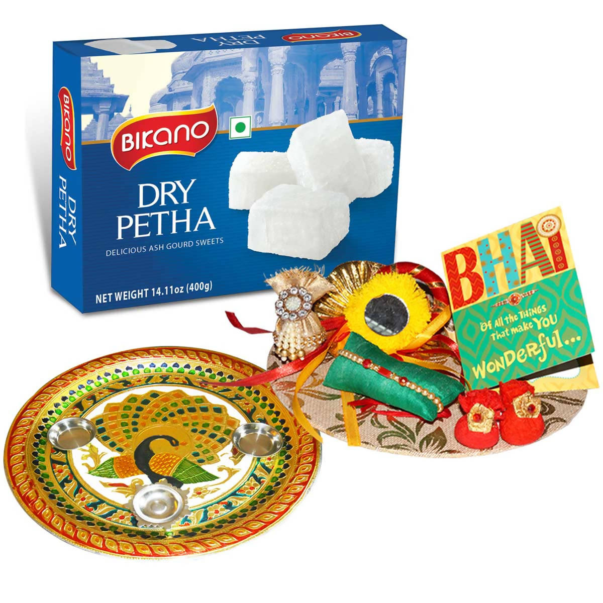 Bikano Dry Petha Rakhi Puja Thali Gifts | Swadesiicart