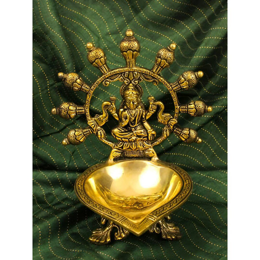 Spillbox Gold-Toned Brass Gajalakshmi Diya Pooja Essential | Swadesiicart