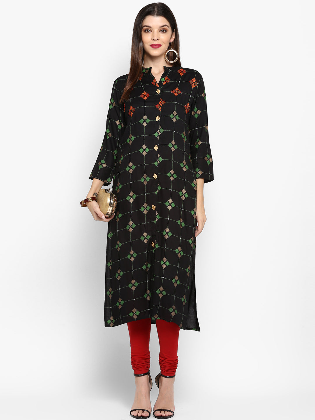 NOZ2TOZ Women Black Rayon Kurta (1Pc) - Swadesiicart