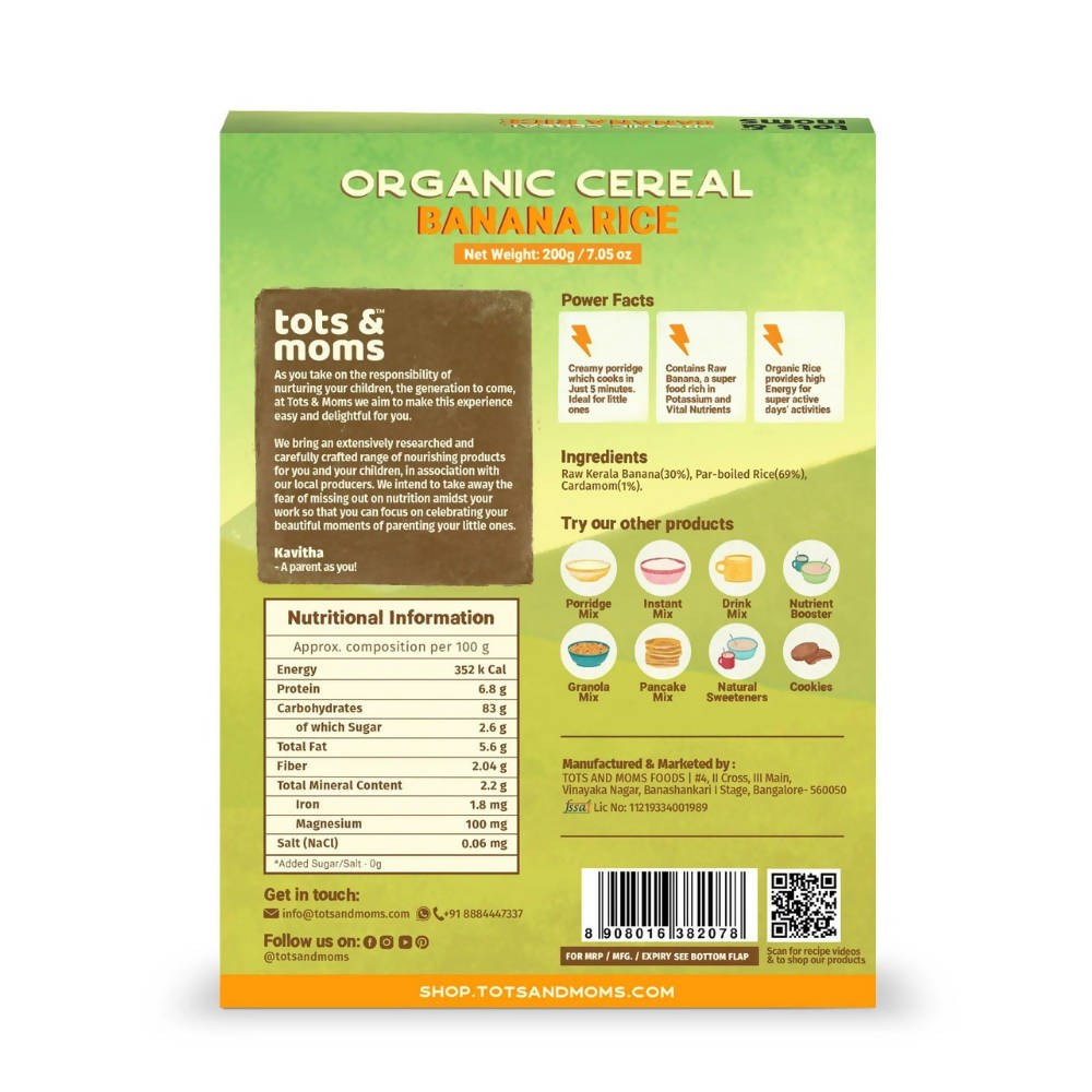 Tots and Moms Organic Cereal Banana Rice - Swadesiicart