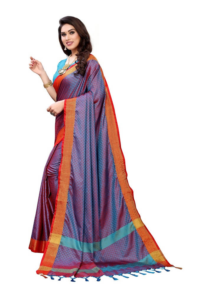 Vamika Banarasi Jacquard Weaving Rama Green Saree | Swadesiicart