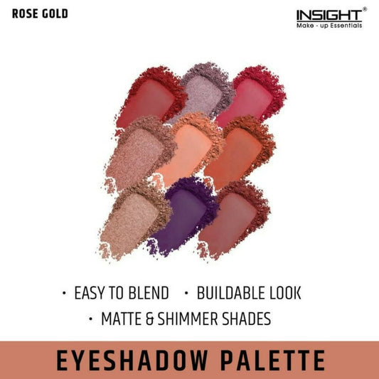 Insight Cosmetics 9 Color Eyeshadow Pallate - Rose Gold - Swadesiicart