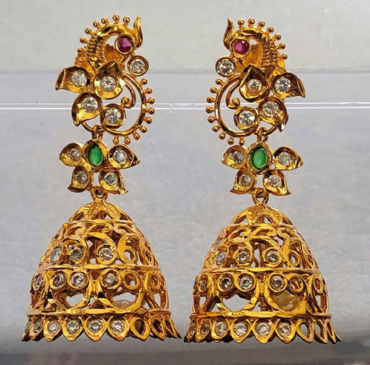 Multicolor Peacock Bridal Jhumkas - Mokshi Collections