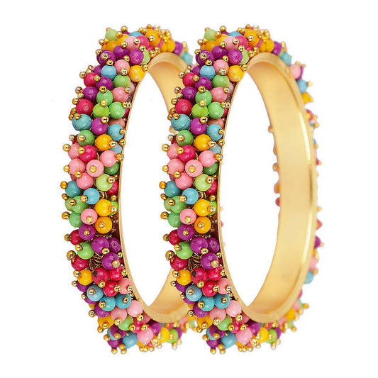 Mominos Fashion Joharkamal Gold-Polished Multi Beads Work Bangles - Swadesiicart