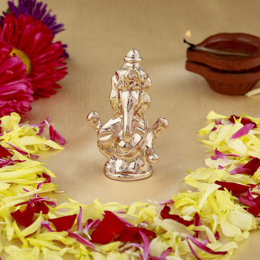Estele Pink/Rose Gold-Polished Spiritual Lord Ganesha Idol for Gifts & HouseWarming/Home/Office Decors - Swadesiicart
