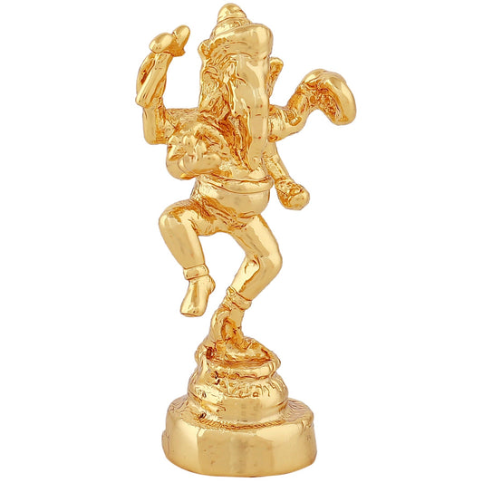 Estele Gold-Polished God of beginnings Lord Ganesha Idol with stand on one leg for Home/Office Decors - Swadesiicart
