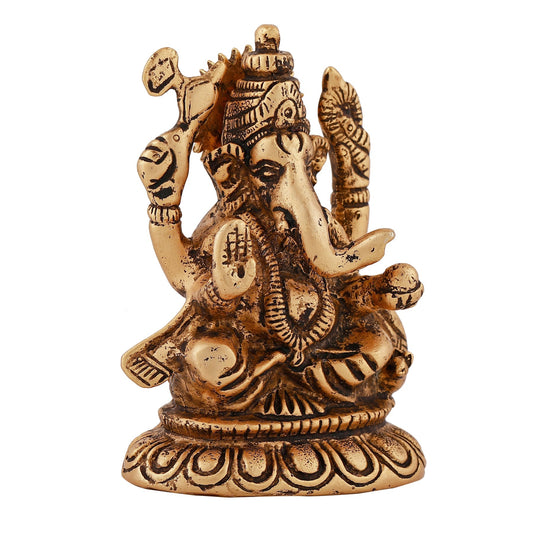 Estele Gold-Polished Spiritual Sharp Lord Ganesha Idol for Gifts & HouseWarming/Home/Office Decors - Swadesiicart